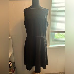 LOFT black sheath dress with dark grey details